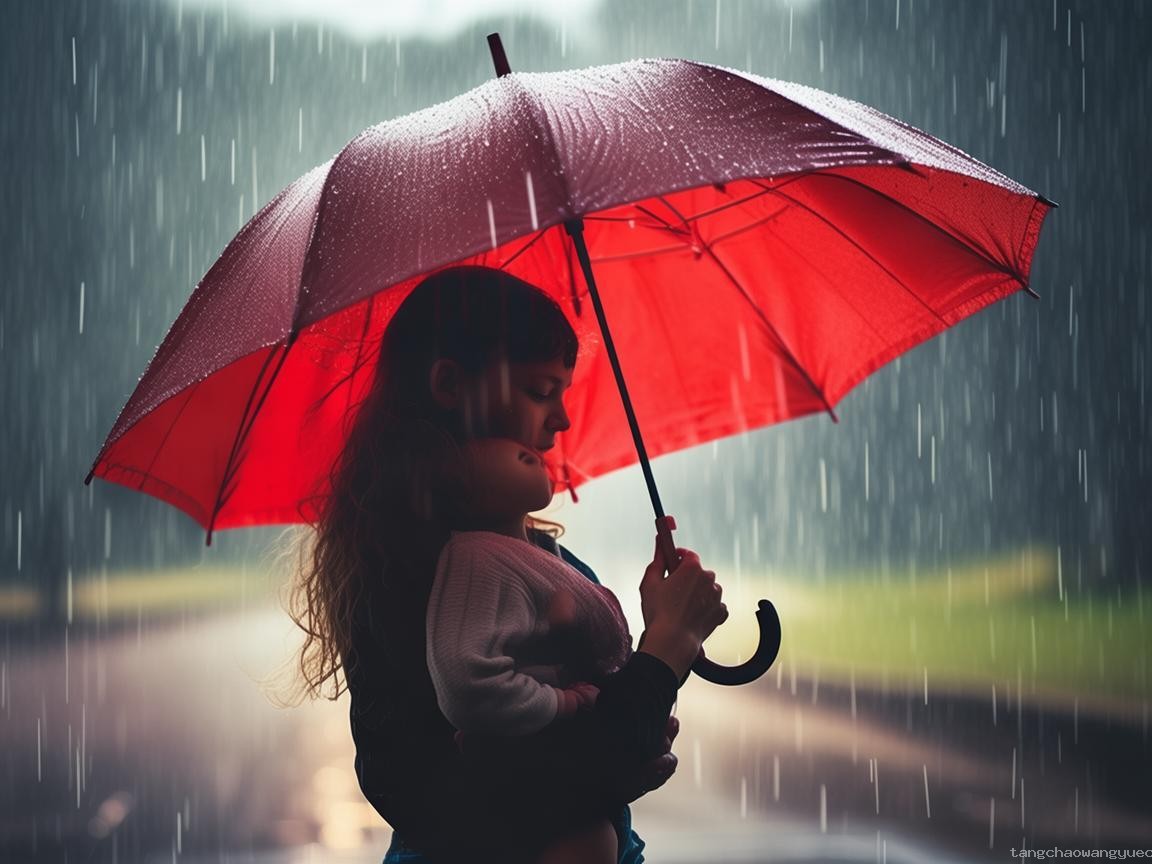偉大母愛行動：雨中撐傘的感人瞬間