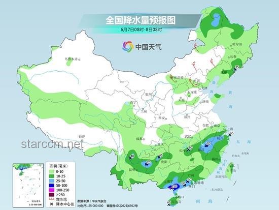 全國高考降雨分布案例研究：江南北部雨勢最強